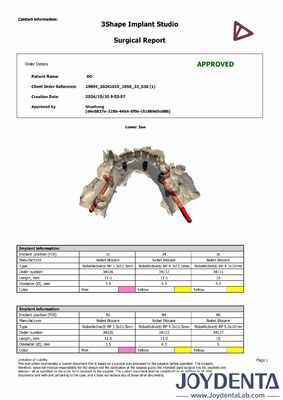 Rozwiązania chirurgiczne do jednorazowego użytku grubość 2 mm do planowania implantów cyfrowych